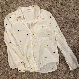 Easy Clothes Lemon Embroidered Button Down